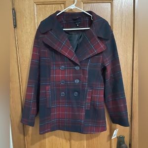 🎁❄️🧥Cute and Cozy Plaid Peacoat with Pockets! NWT